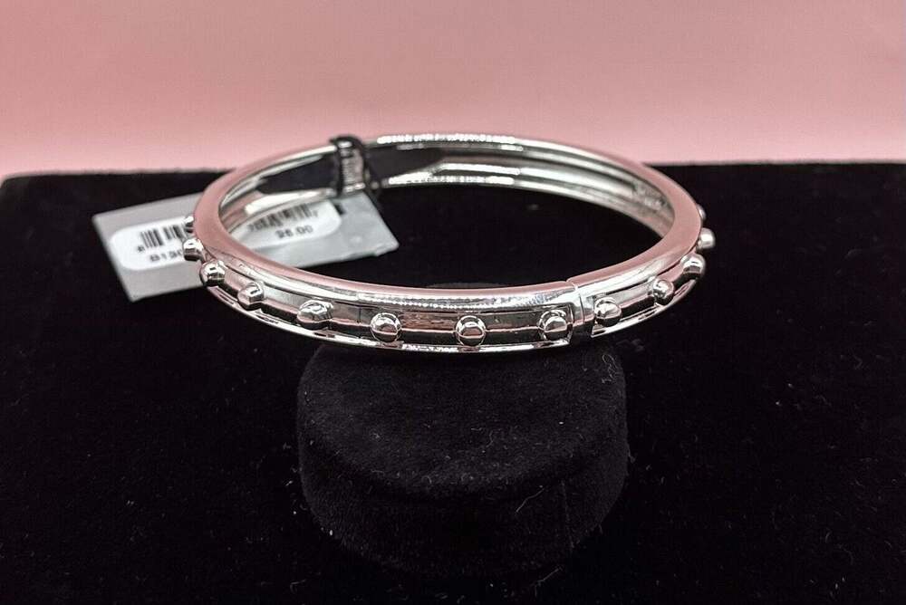 Sequin Nordstrom Silver Thin Silver Tone Enamel Hinge Bangle $25 NWOT # 16